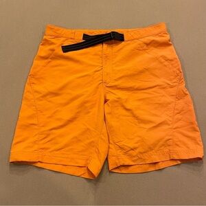 Men’s L.L.Bean Orange Nylon Mesh Lined Belted Shorts Size Medium
